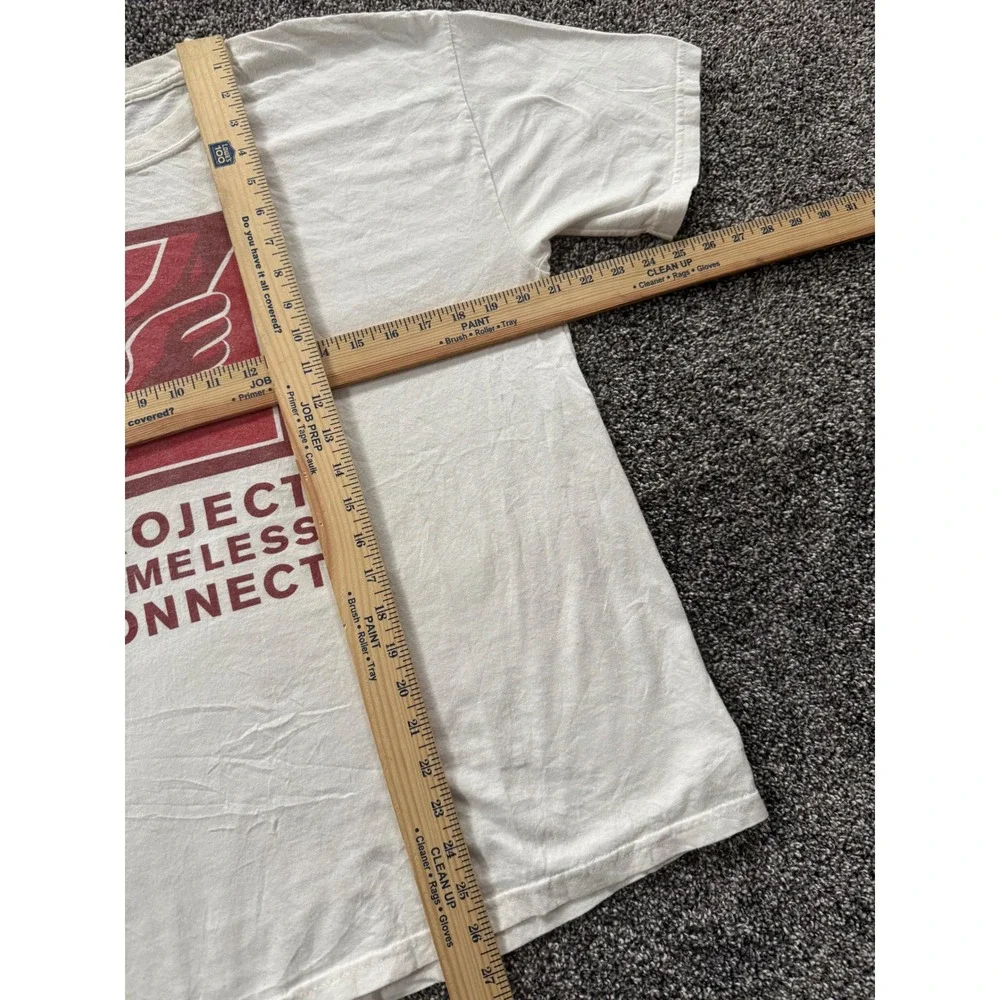 Vintage Project Homeless Connect Graphic T-Shirt White Maroon Mens Large L - Picture 3 of 5